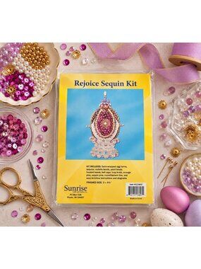 Vintage Sunrise Sequin Push Pin Ornament Craft Kit Rejoice Easter Egg Decor